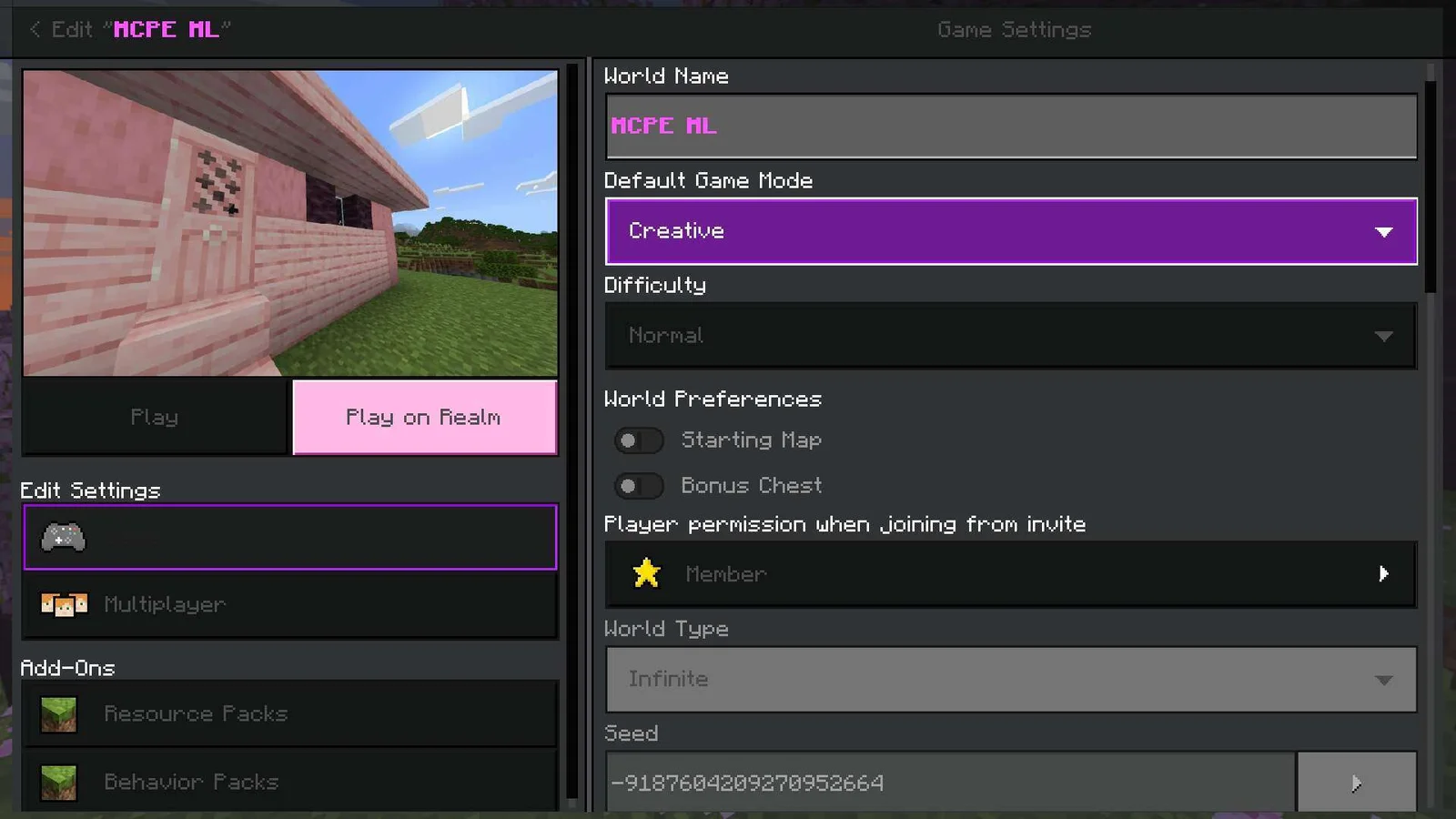 Minecraft Purple Colour UI